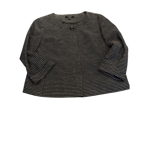 Talbots cropped polka dot blazer jacket size 14 3/4 sleeves black and white - Picture 3 of 12